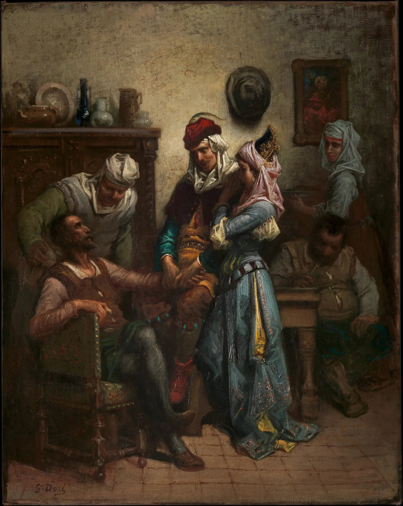 Don Quijote og Sancho Panza underholdt av Basile og Quiteria - Gustave Doré