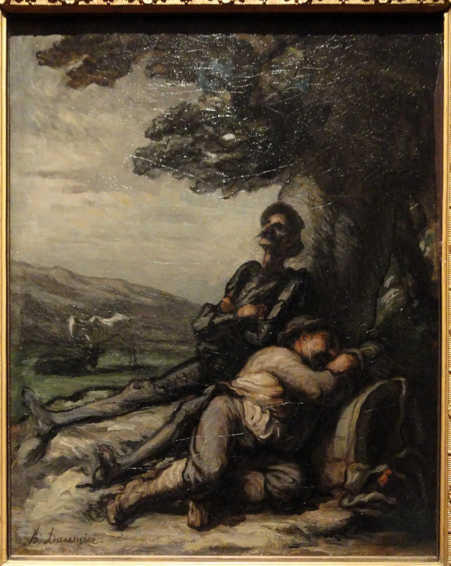 Don Quijote og Sancho Panza som hviler under et tre - Honoré Daumier