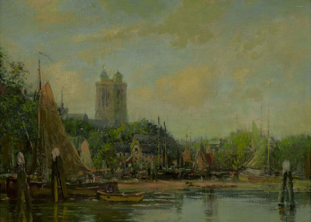 Dordrecht, la cathédrale - Eugène Boudin image 1 reproduction artisanale de tableau