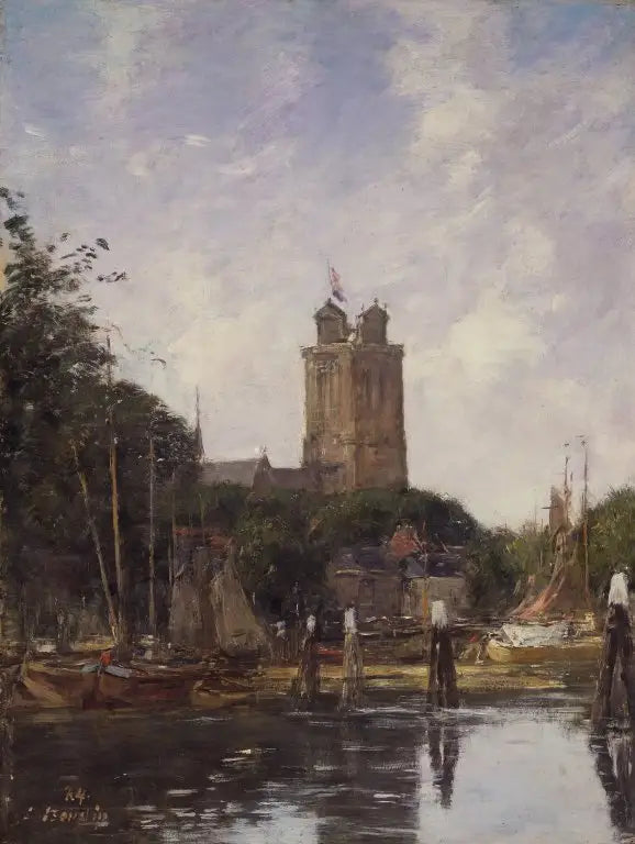 Dordrecht, den store kirken fra kanalen - Eugène Boudin