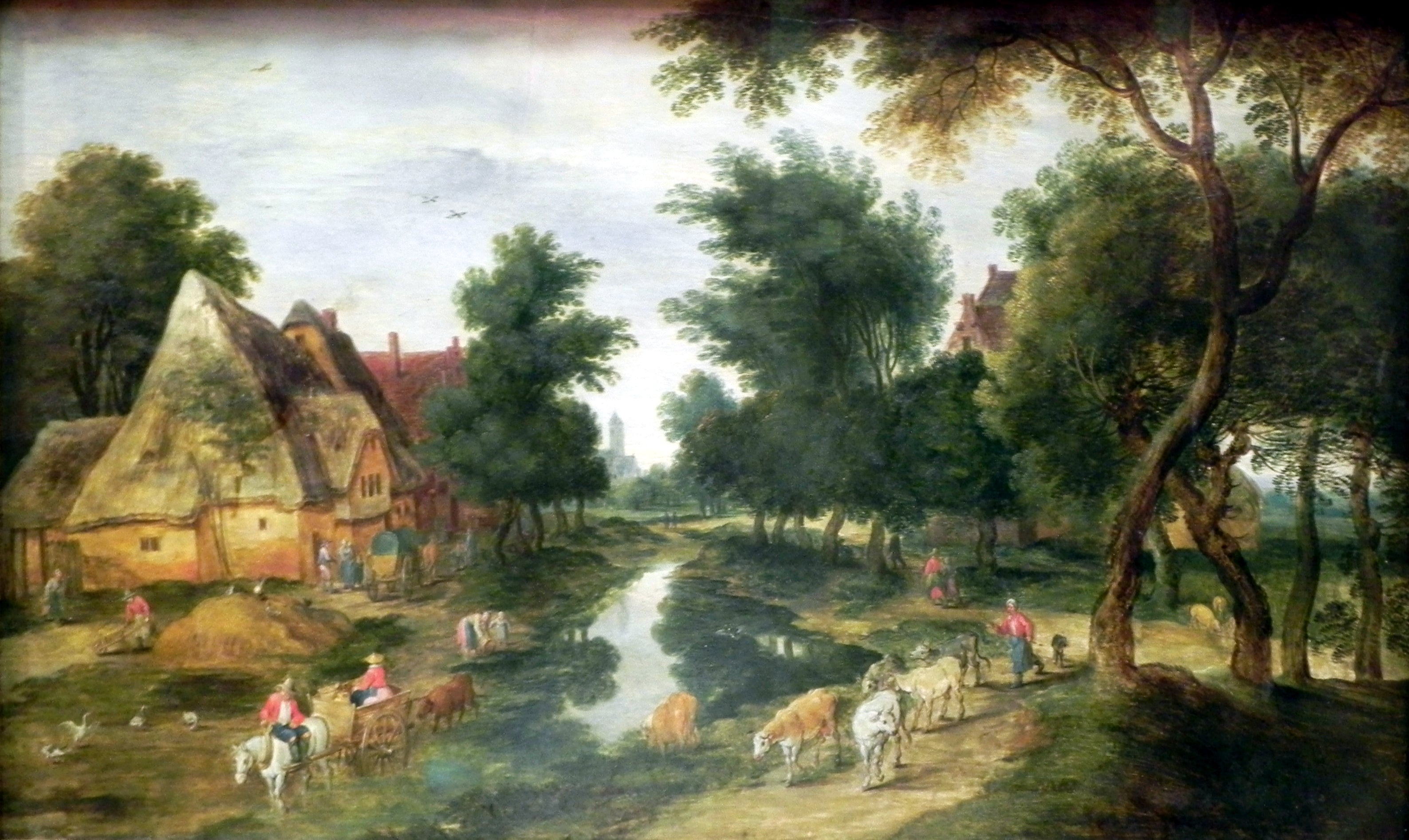 Dorfstrasse - Jan Brueghel le Jeune image 1 copie peinte à la main à l’huile
