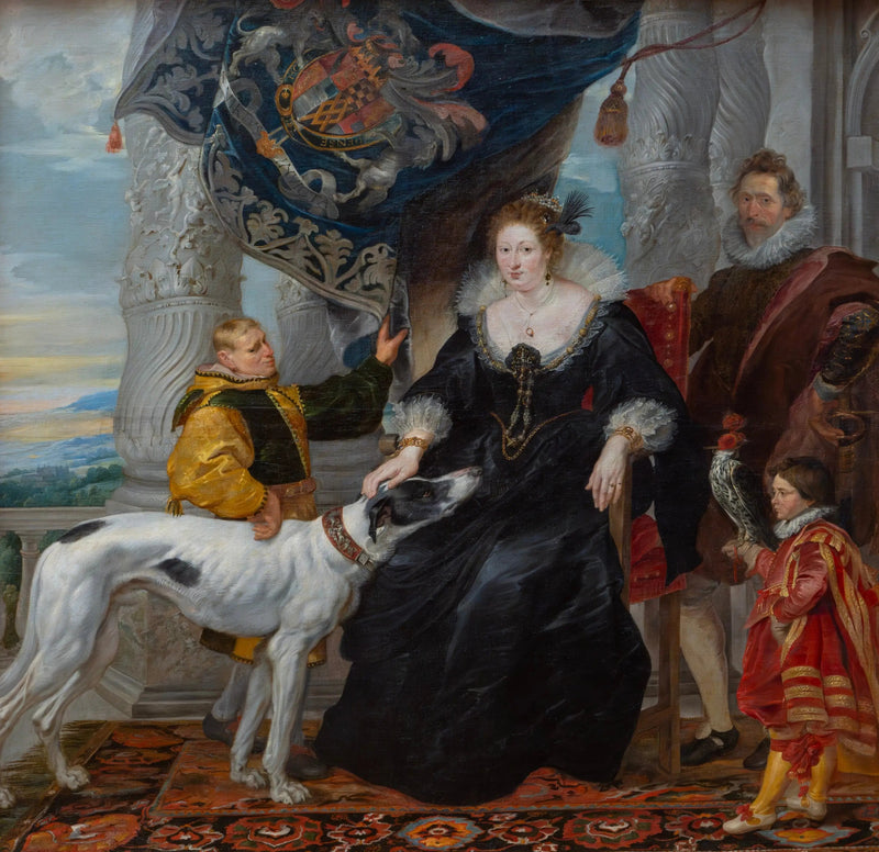 Dobbelportrett av Alethea Talbot (1585-1654), grevinne av Arundel og Sir Dudley Carleton (1573-1632), med to tjenere - Peter Paul Rubens