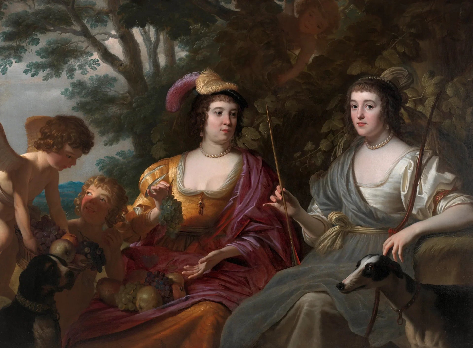 Double portrait d'Amalia van Solms et Charlotte de La Trémoïlle - Gerrit van Honthorst image 1 copie de tableau peinte à la main