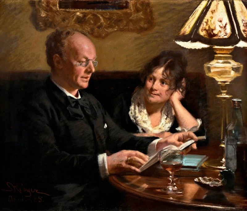 Dobbeltselvbilde av den kongelige skuespilleren Emil Poulsen (1842-1911) og hans kone Anna, født Næser (1849-1934) - Peder Severin Krøyer