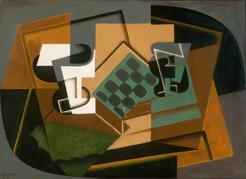 Sjakkbrett, glass og plate - Juan Gris