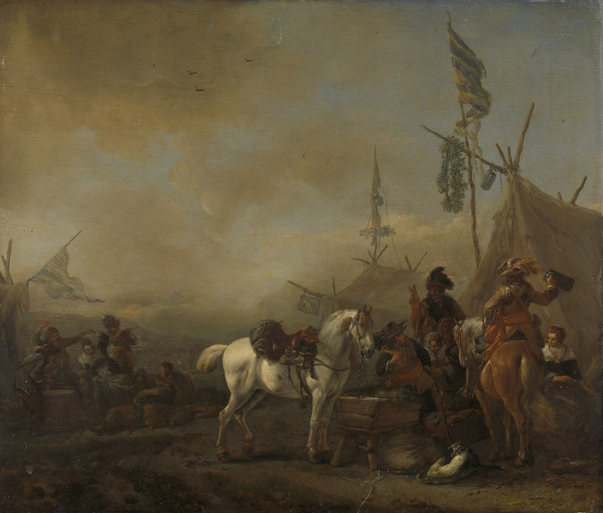Camp militaire avec chien - Philips Wouwerman