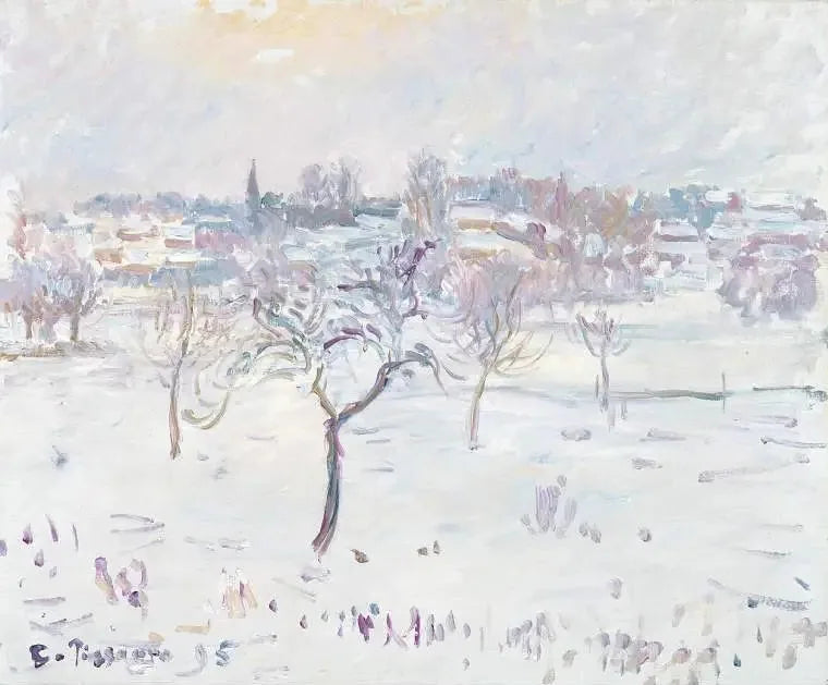Snøeffekt i Éragny, med et epletre - Camille Pissarro