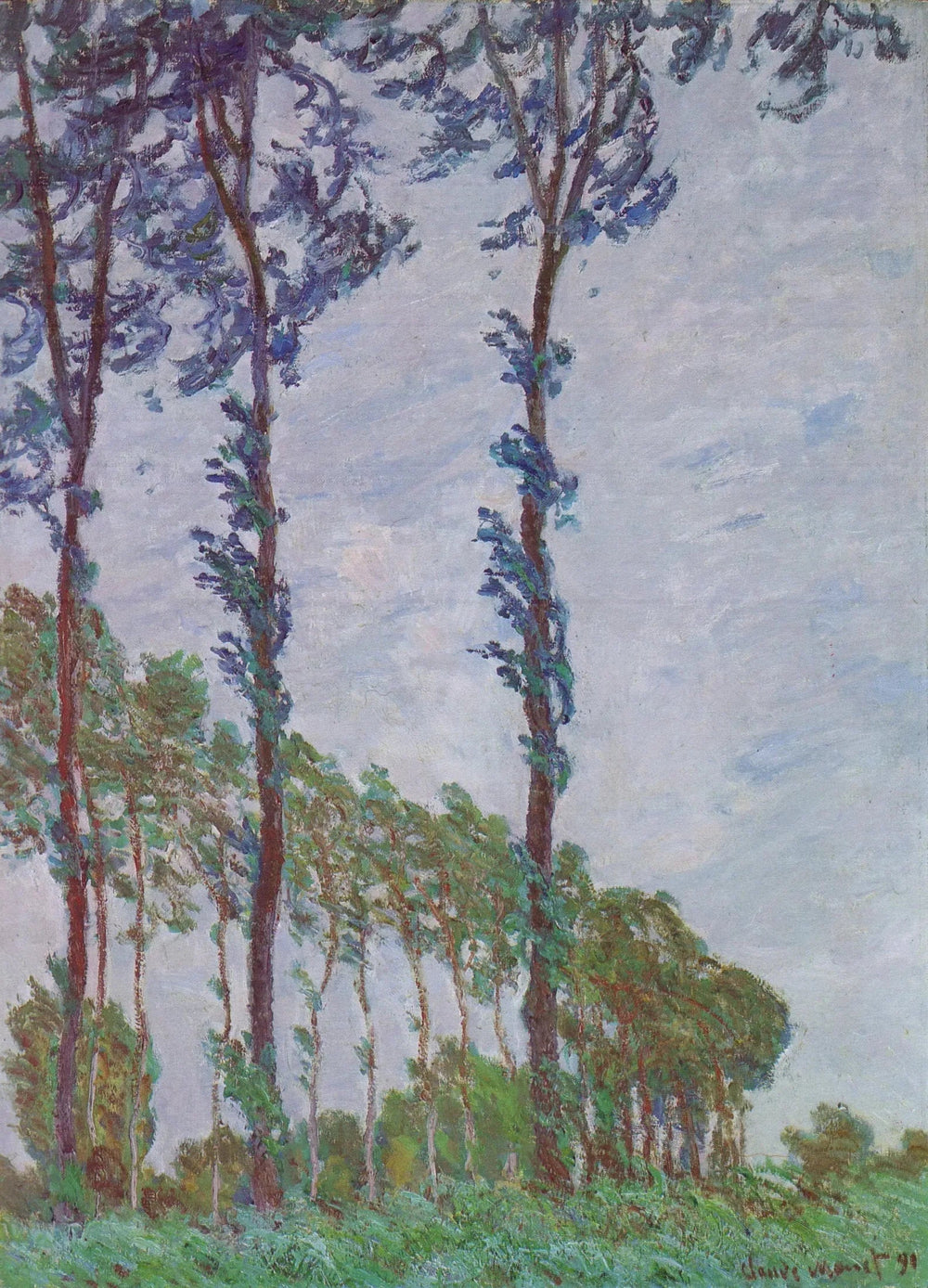 Effet de vent, série des peupliers - Claude Monet image 1 reproduction de peinture à l’huile