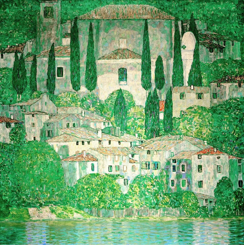 Kirke i Cassone (landskap med sypress) - Gustav Klimt
