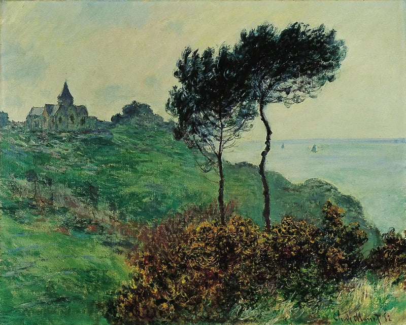 Varengeville kirke, grått vær - Claude Monet