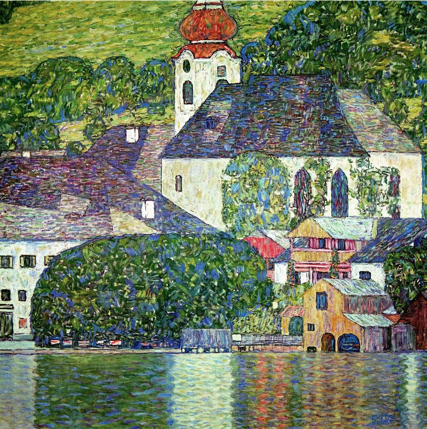 Reproduction du tableau « Église d’Unterach sur Attersee - Gustav Klimt » par Alpha Reproduction en peinture à l’huile