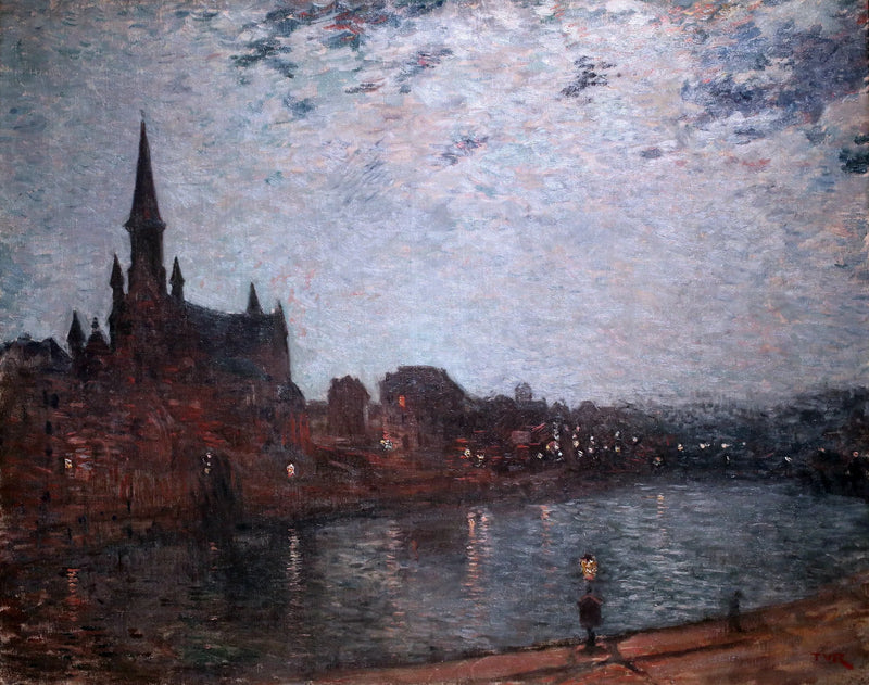 Sainte Croix-kirken (midnatt i forstaden) - Théo van Rysselberghe