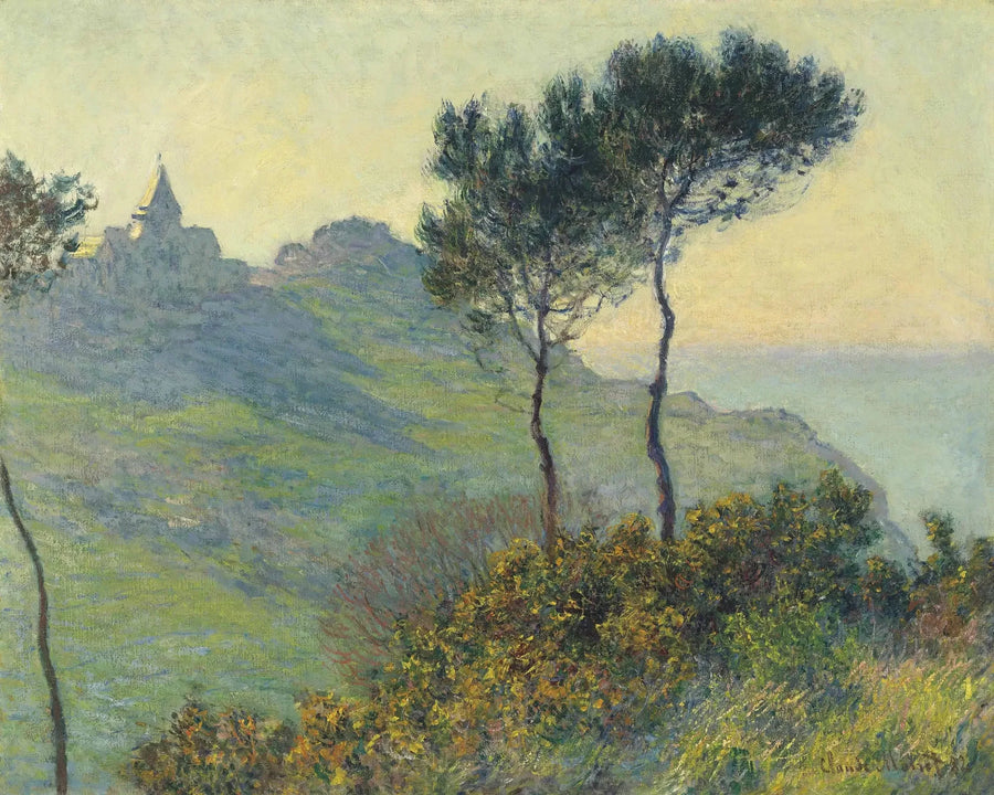 Kirken i Varengeville, solnedgang W726 - Claude Monet