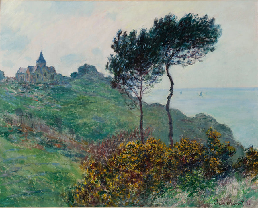 Church of Varengeville, gråvær W725 - Claude Monet