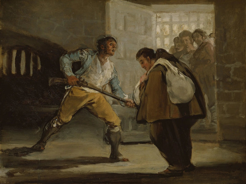 El Maragato truer bror Pedro de Zaldivia med sitt våpen - Francisco de Goya