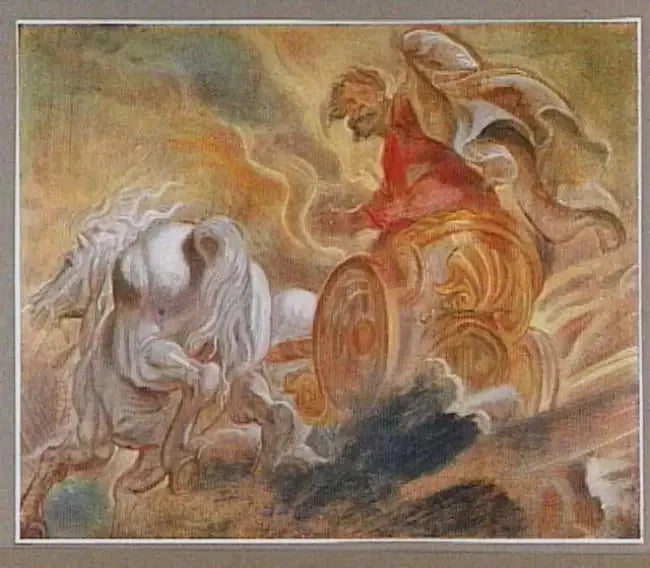 Élie blir tatt opp til himmelen i en vogn - Peter Paul Rubens