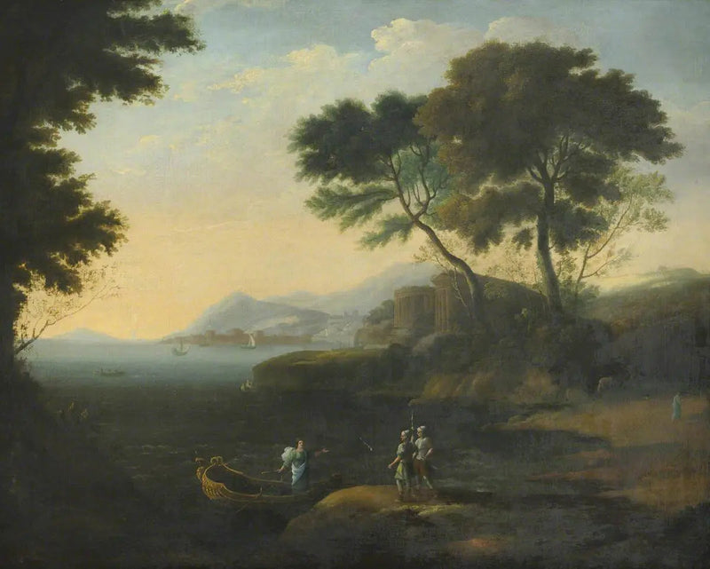 Carlo og Ubaldo ombordstigning på jakt etter Rinaldo - Claude Lorrain