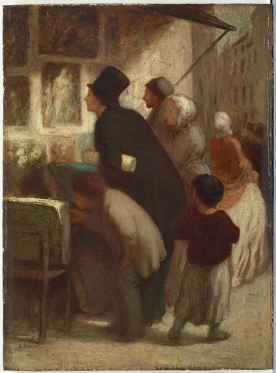 Utenfor butikken til trykkekunstforhandleren - Honoré Daumier
