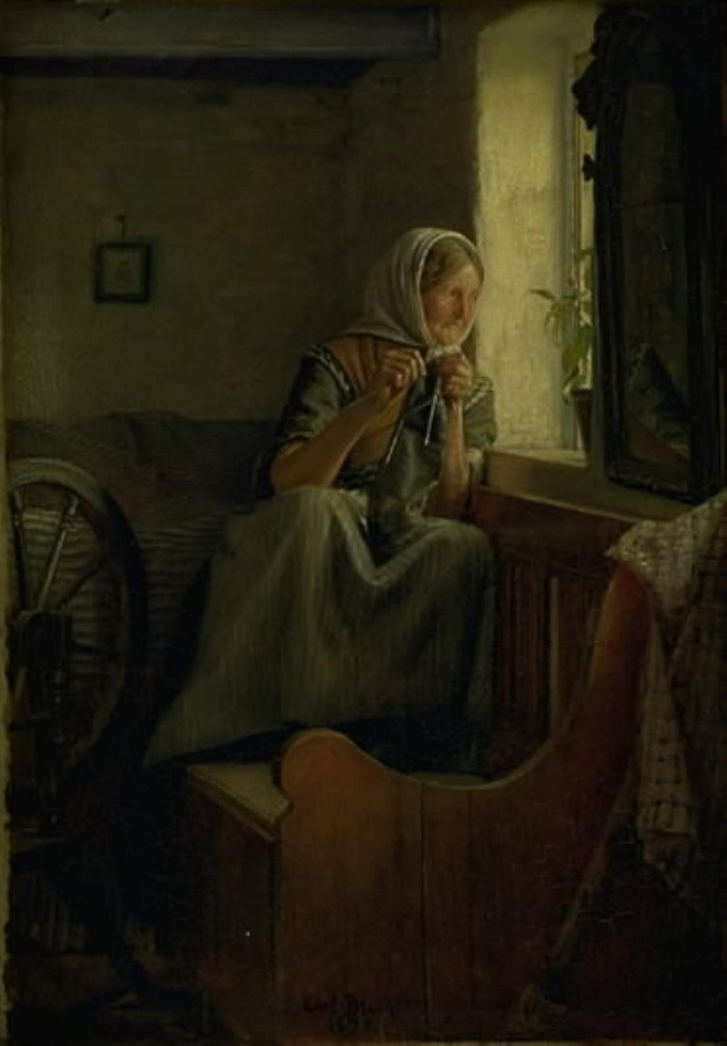 En gammel bondekone, sett gjennom et vindu - Carl Heinrich Bloch