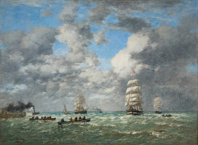 Å forlate havnen i Le Havre - Eugène Boudin