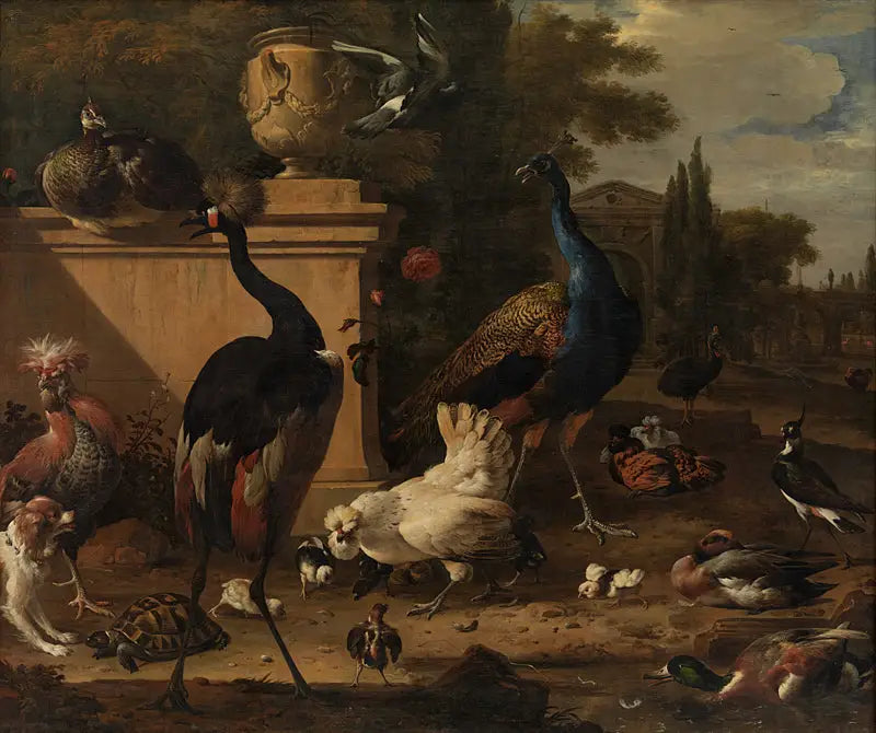Hønseinnhegning i et herregård - Melchior de Hondecoeter