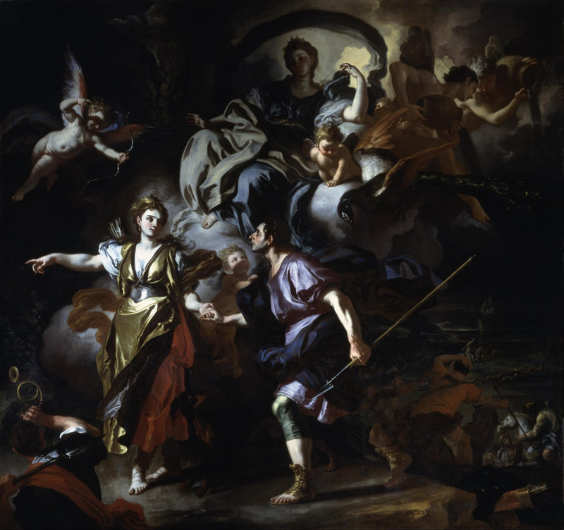 Aeneas og Dido går mot hulen. - Francesco Solimena