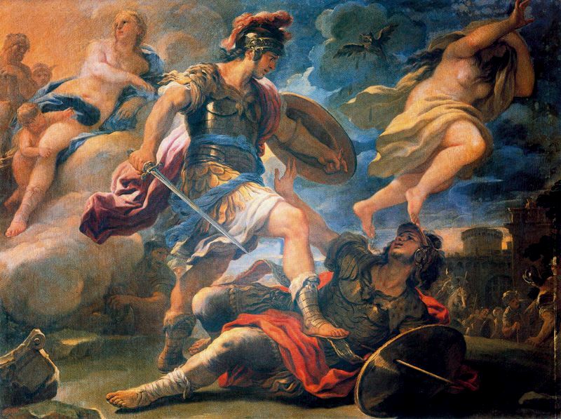 Aeneas og Turnus - Luca Giordano