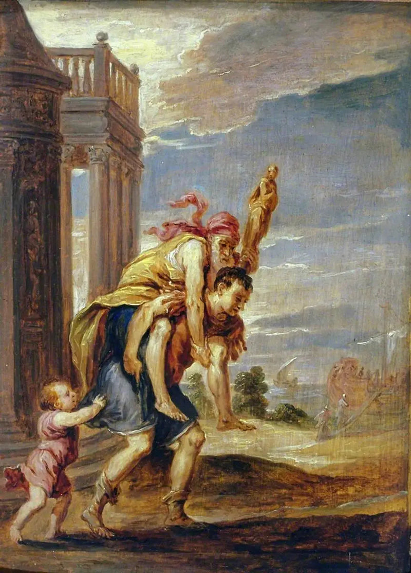 Æneas flykter fra Troja (etter Andrea Schiavone) - David Teniers den Yngre

Source:
Énée fuyant Troie (d'après Andrea Schiavone) - David Teniers le Jeune