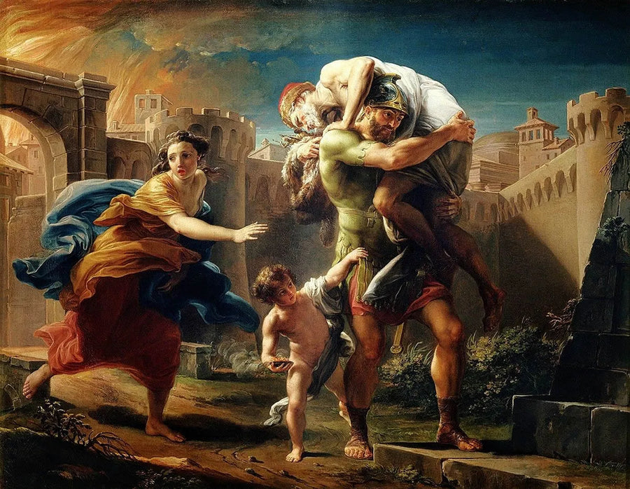 Aeneas flykter fra Troja - Pompeo Batoni