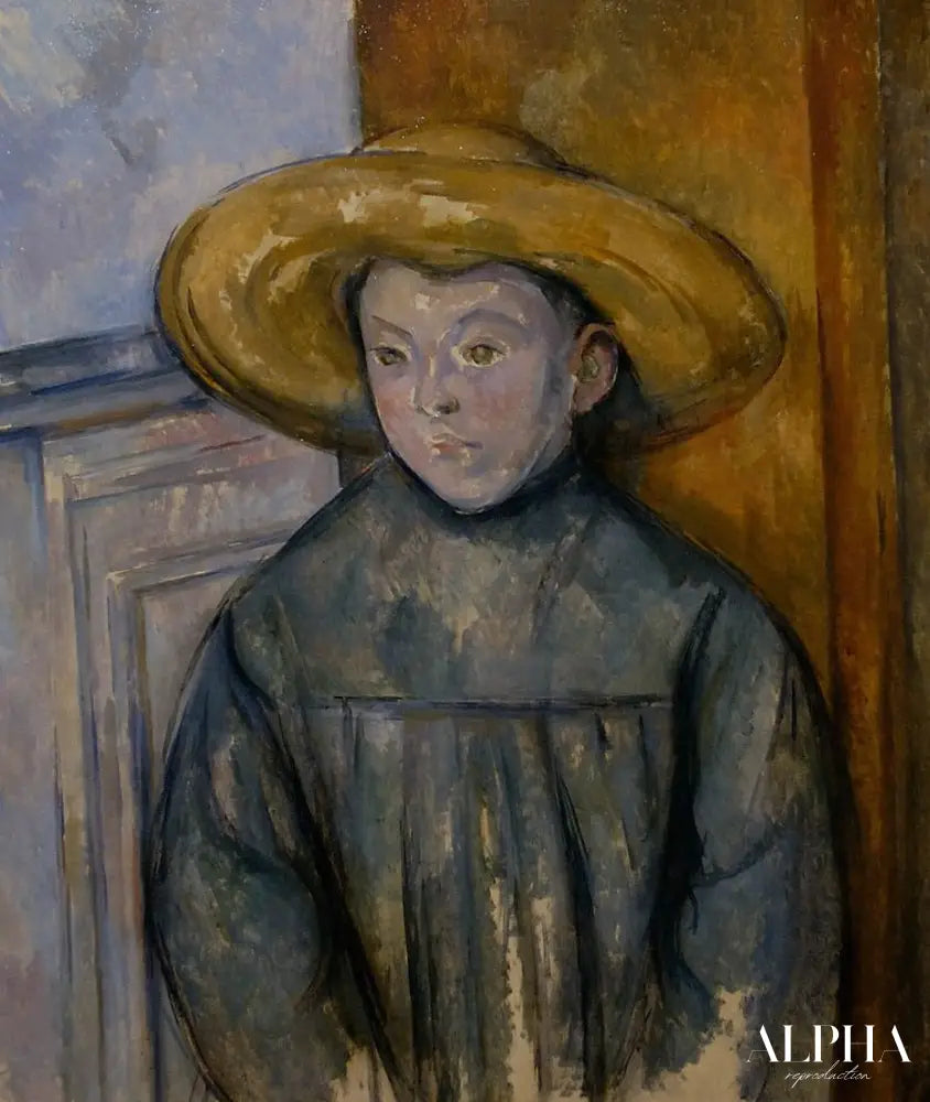 Enfant avec un chapeau de paille - Paul Cézanne - Reproductions de tableaux et peintures haut de gamme