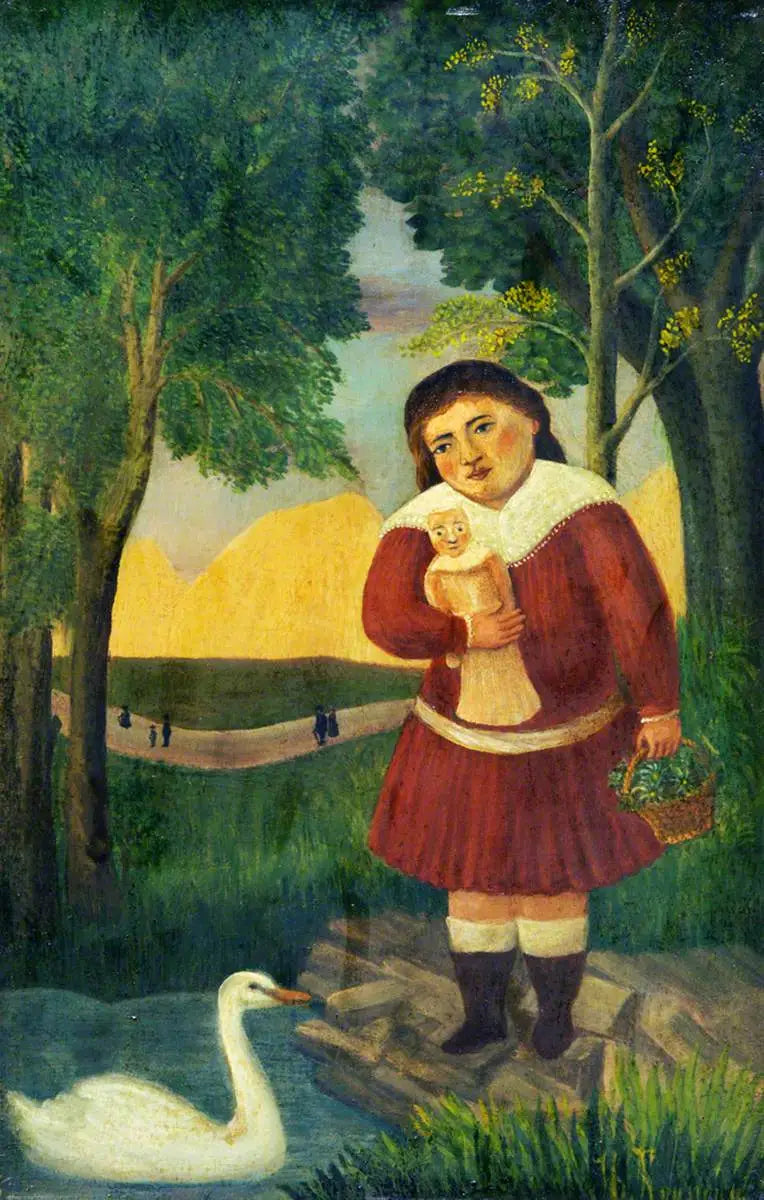 Barn med en dukke i et landskap - Henri Rousseau