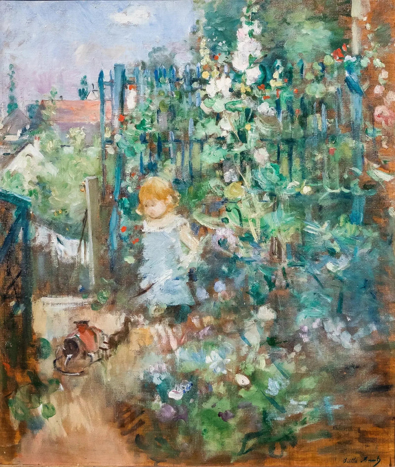 Barn i hibiskusblomster - Berthe Morisot