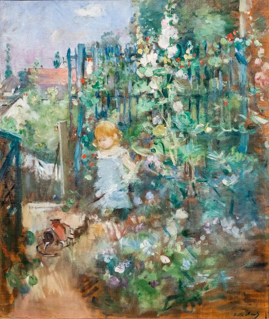 Barn i hibiskusblomster - Berthe Morisot