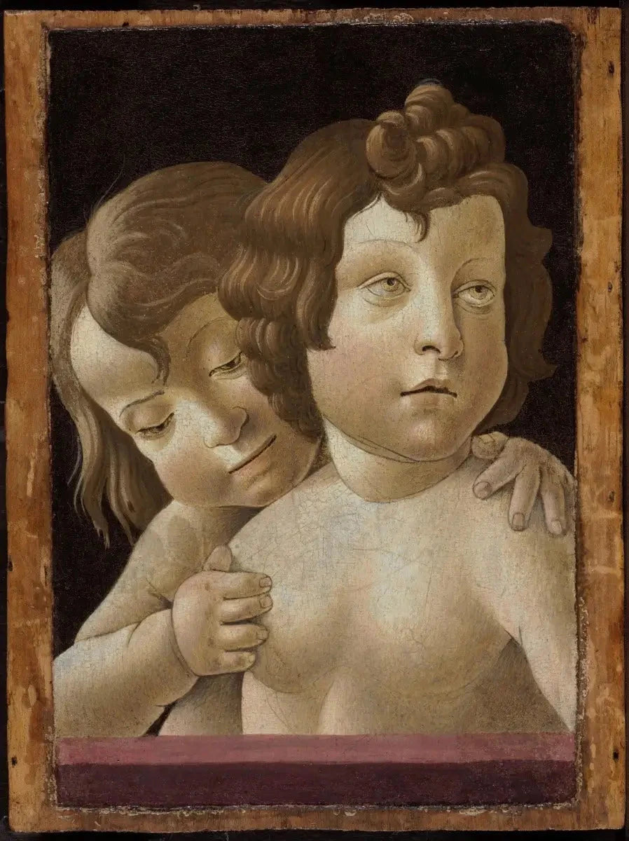 L’Enfant Jésus et le petit saint Jean-Baptiste, atelier de Botticelli – reproduction peinture à l’huile sur toile