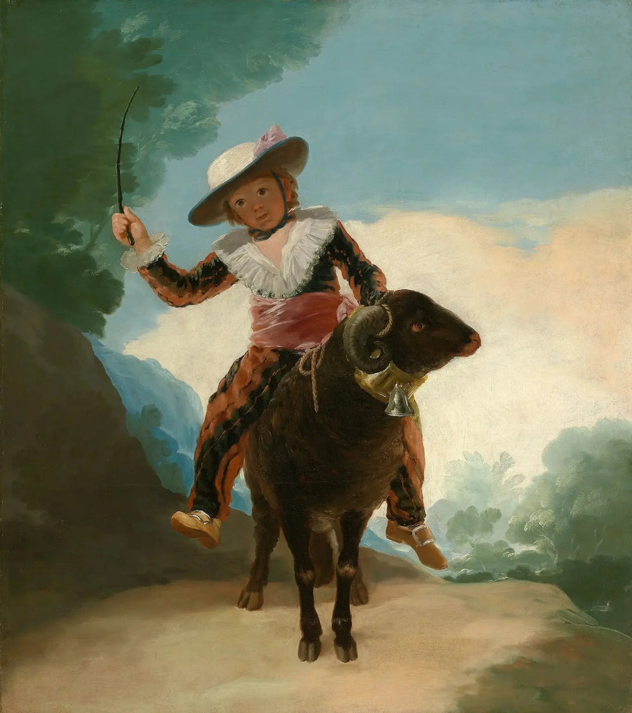 Barn som rir på et sau - Francisco de Goya