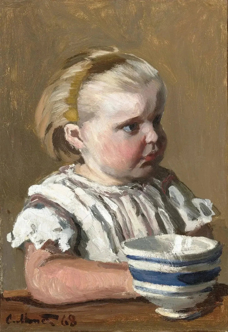 Barnet med koppen, portrett av Jean Monet W131 - Claude Monet