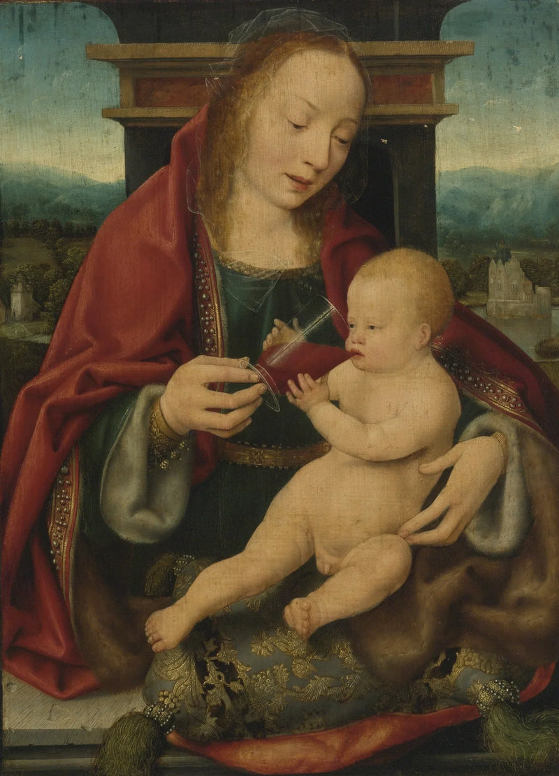 Jomfrubarn og vinbryter - Joos van Cleve