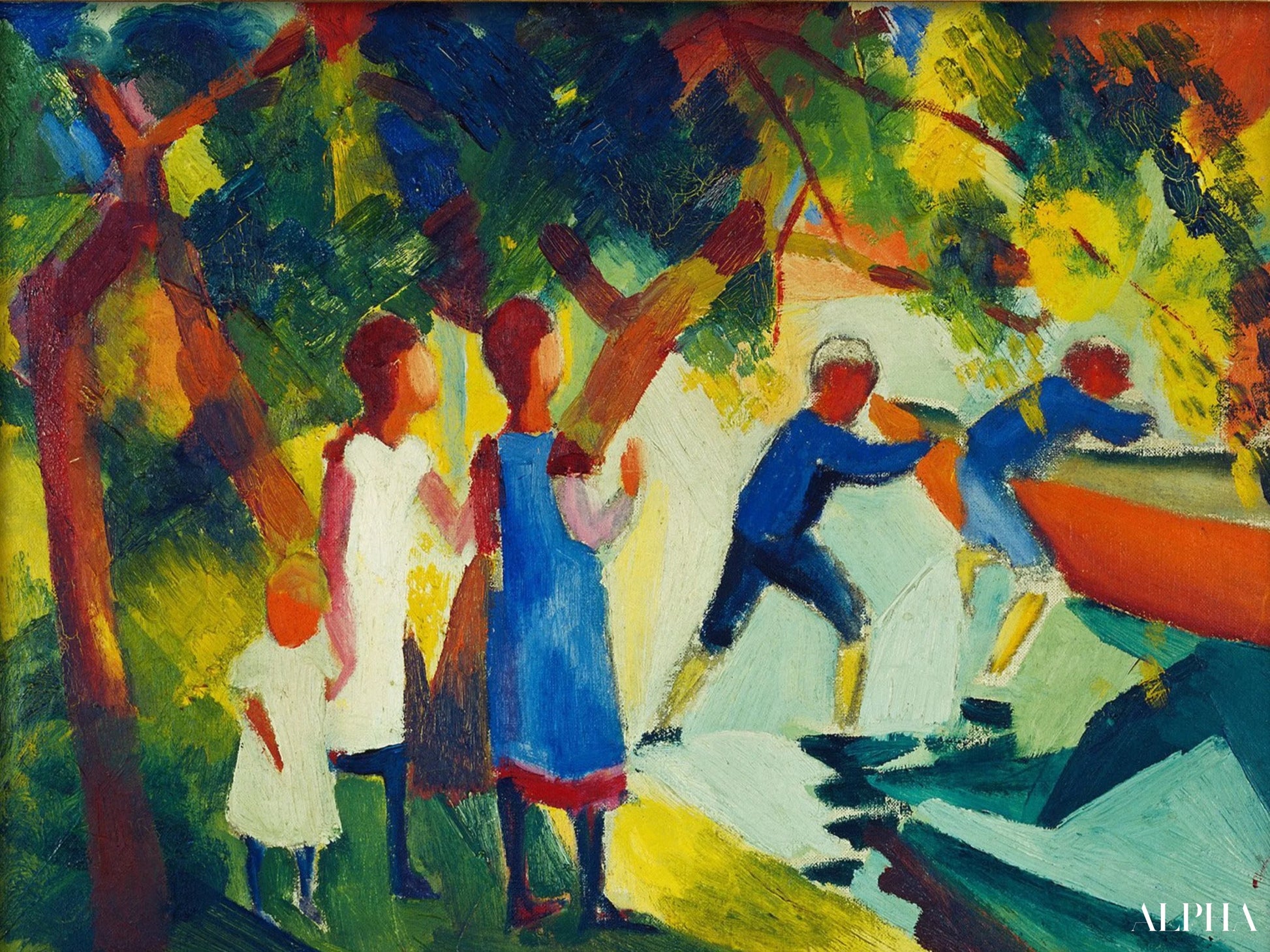 Barn i vannet - August Macke - Høykvalitets reproduksjoner av malerier og bilder