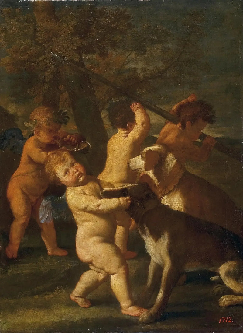 Barn og hunder - Nicolas Poussin