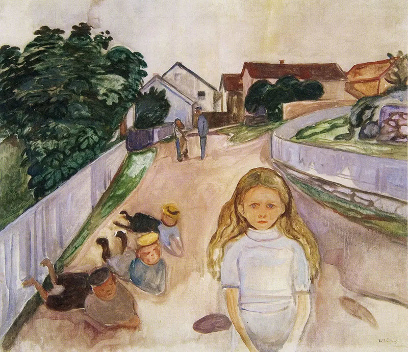 Barn som leker i gaten i Åsgårdstrand - Edvard Munch