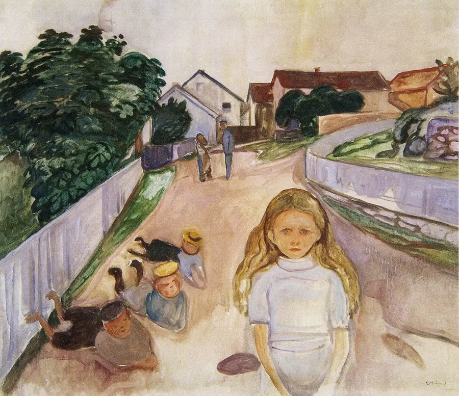 Barn som leker i gaten i Åsgårdstrand - Edvard Munch