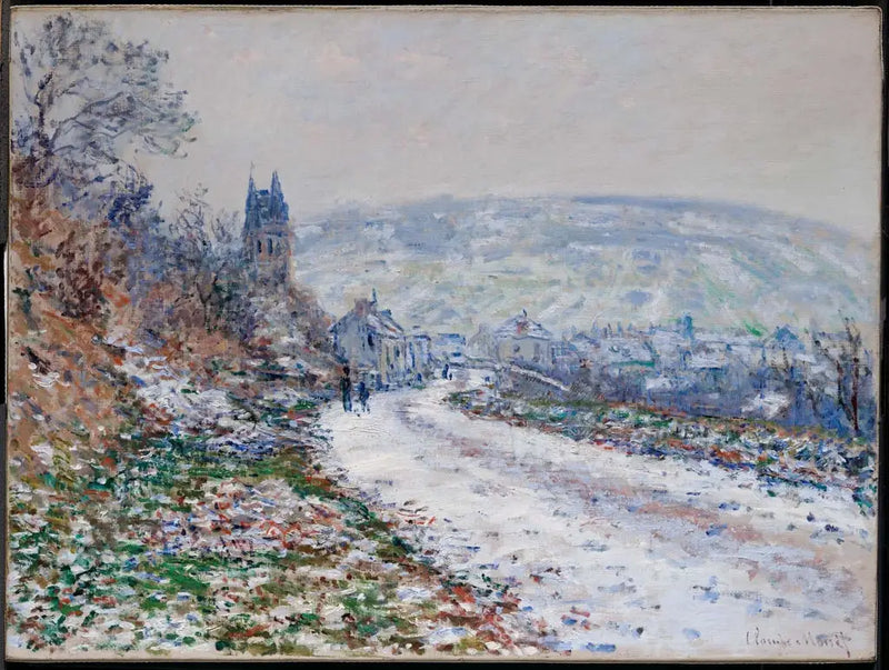 Inngangen til landsbyen Vétheuil om vinteren - Claude Monet