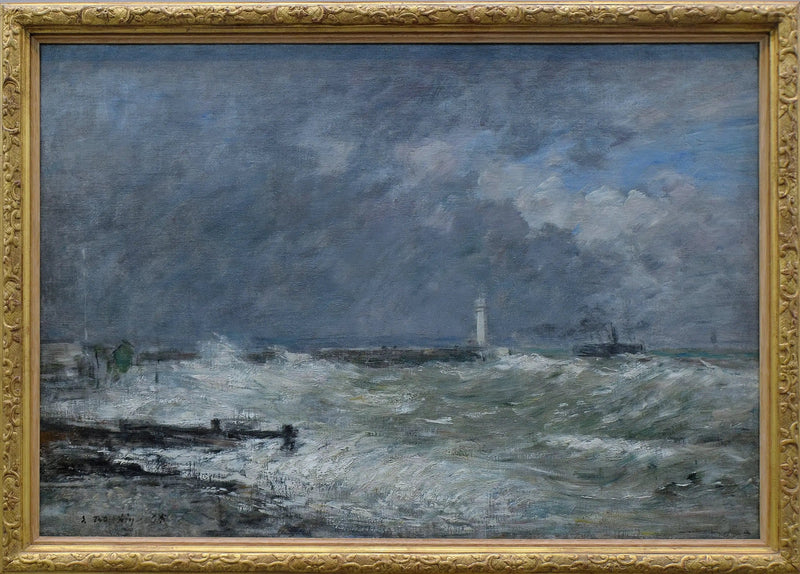 Innkjørsel til kaiene i Le Havre i dårlig vær - Eugène Boudin