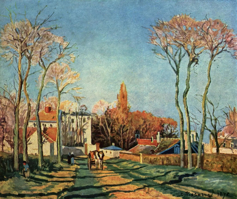 Inngangen til landsbyen Voisins - Camille Pissarro