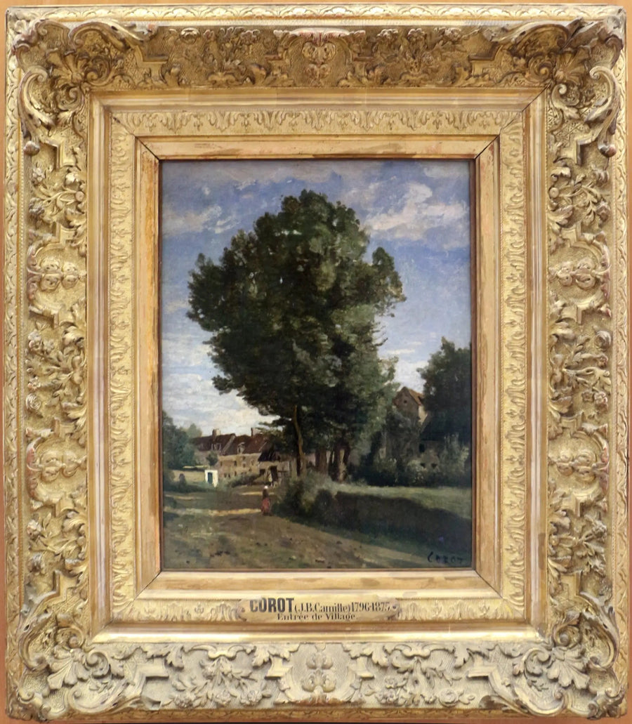 Inngang til landsbyen - Jean-Baptiste Camille Corot