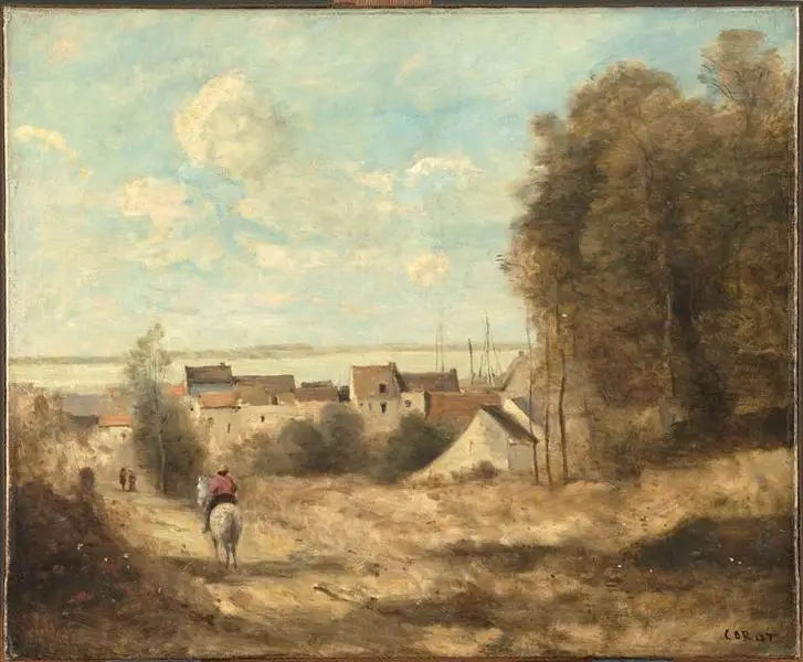 Inngang til landsbyen - Jean-Baptiste Camille Corot