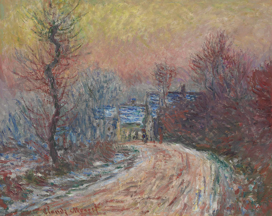 Inngang til Giverny om vinteren, solnedgang W966 - Claude Monet
