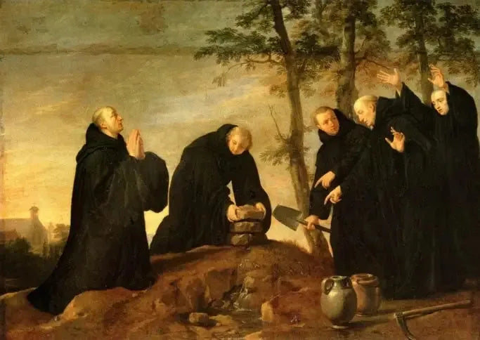 Episoder fra livet til Saint Benoît: Den mirakuløse fontenen - Philippe de Champaigne