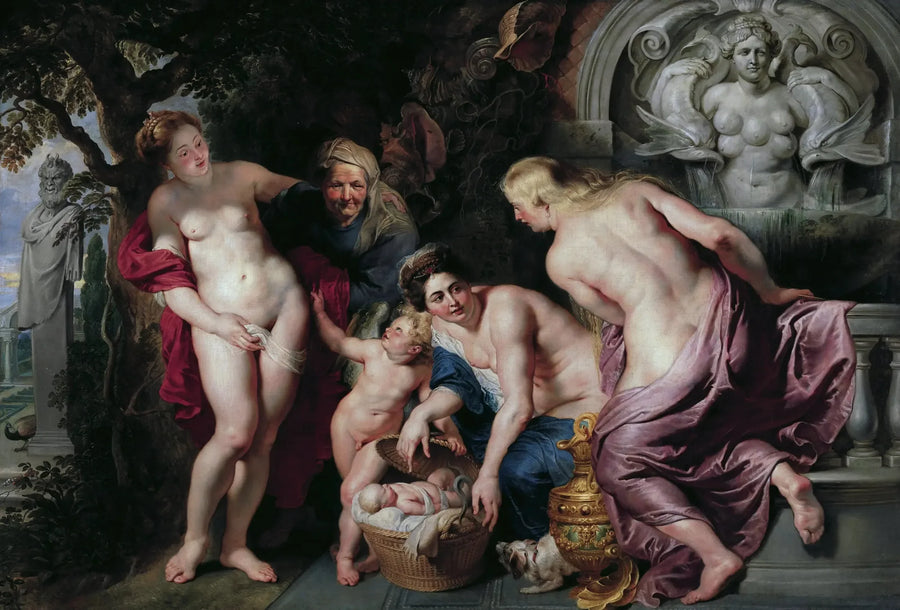 Érichthonios oppdaget av Cécrops' døtre - Peter Paul Rubens