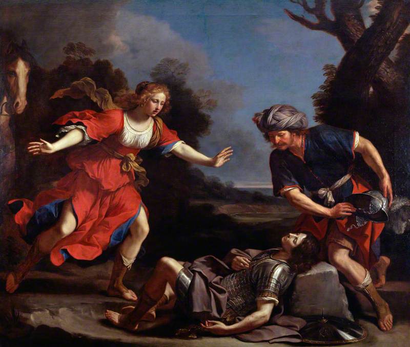 Erminia finner Tancrède såret - Guercino